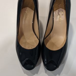 Cole Haan Black Peep Toe Heels, Size 10